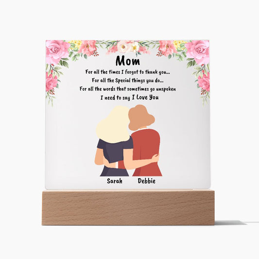 Mom I Love You | Personalized Acrylic Plaque | Mother's Day Gift From Daughter