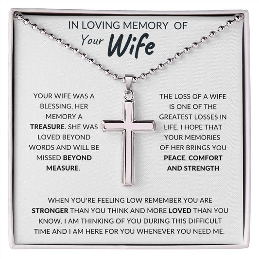 In Loving Memory Of Your Wife | You are stronger | Stainless Cross Necklace